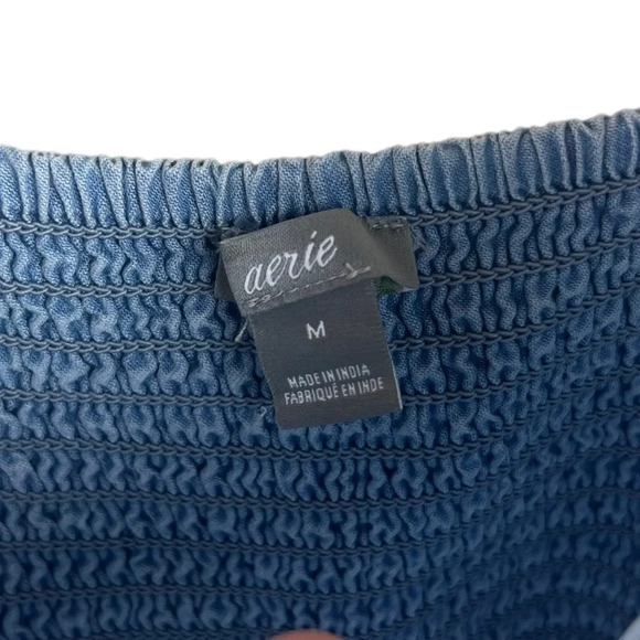 Aerie • Chambray Tie Front Knot Romper - Picture 3 of 11